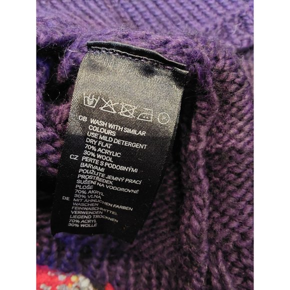 H&M Women's Dark Purple Cowl Neck Sweater Large Italy Wool Blend - Picture 6 of 8